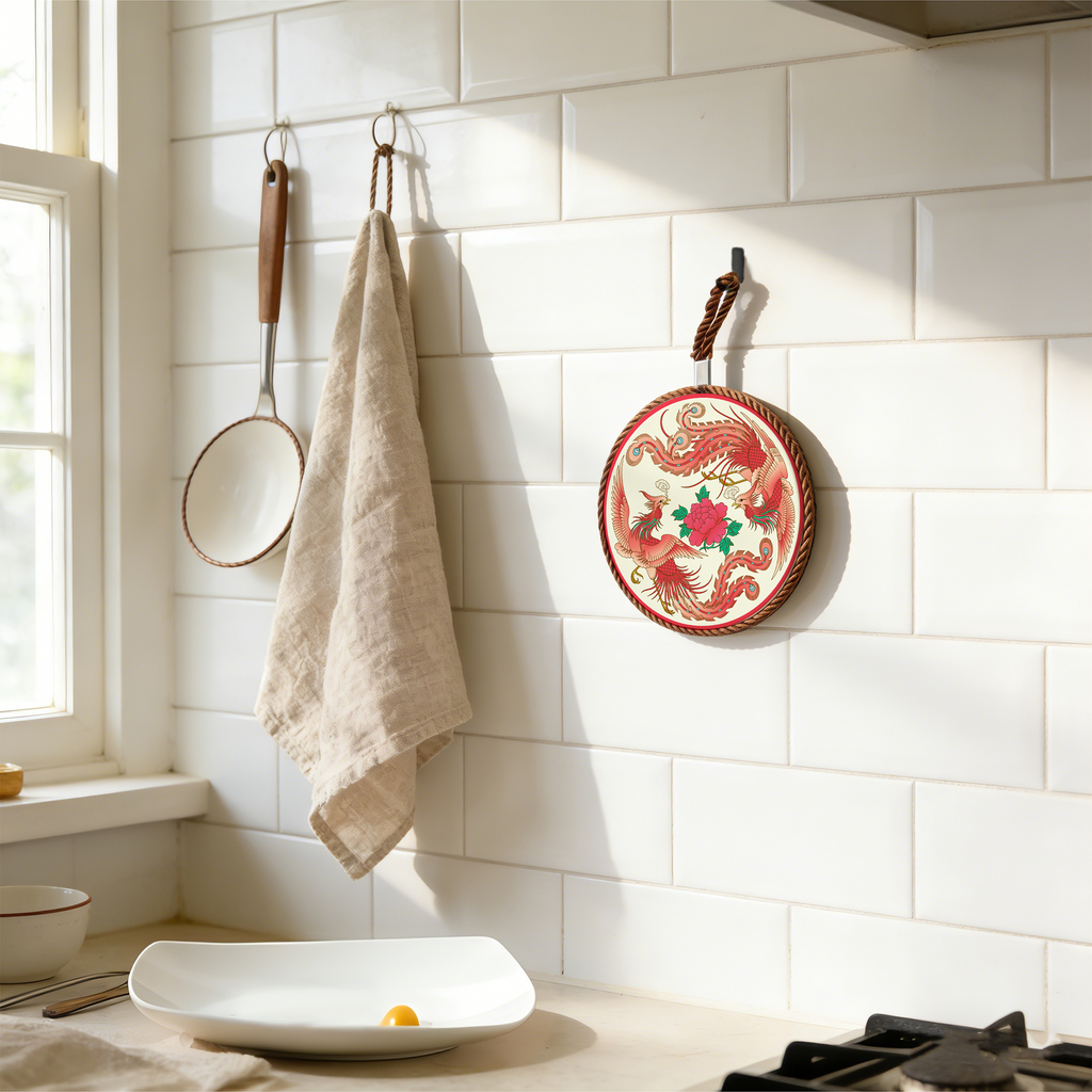 Twin Crimson Phoenixes & Blossoms Placemat