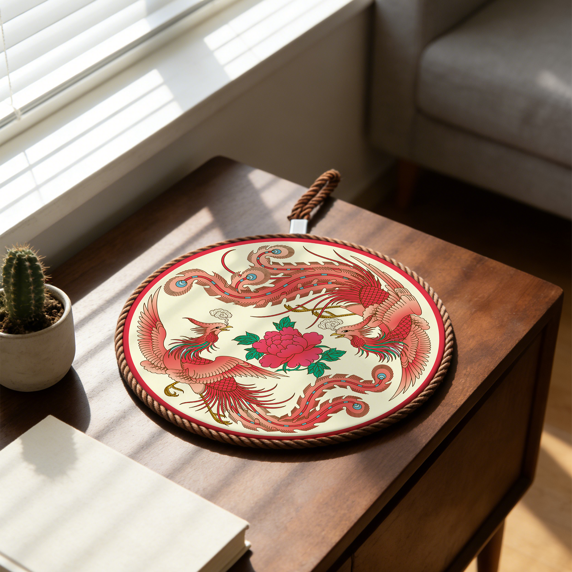 Twin Crimson Phoenixes & Blossoms Placemat